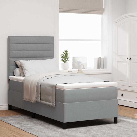 Letto a molle con materasso Grigio chiaro 100 x 200 cm Tessuto | homemem39