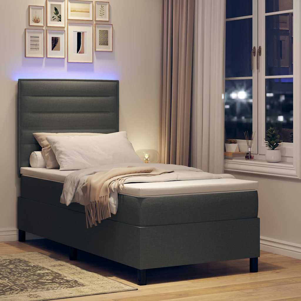 Letto a molle con materasso Grigio scuro 100 x 200 cm Tessuto | homemem39