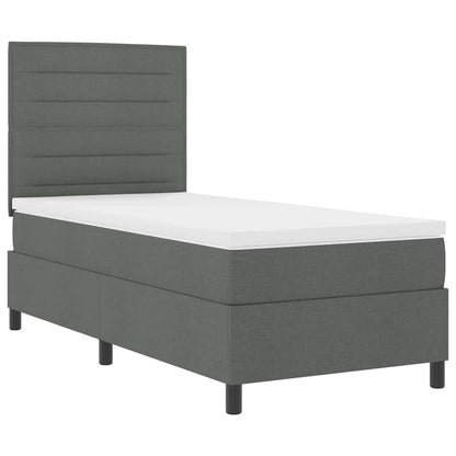 Letto a molle con materasso Grigio scuro 100 x 200 cm Tessuto | homemem39