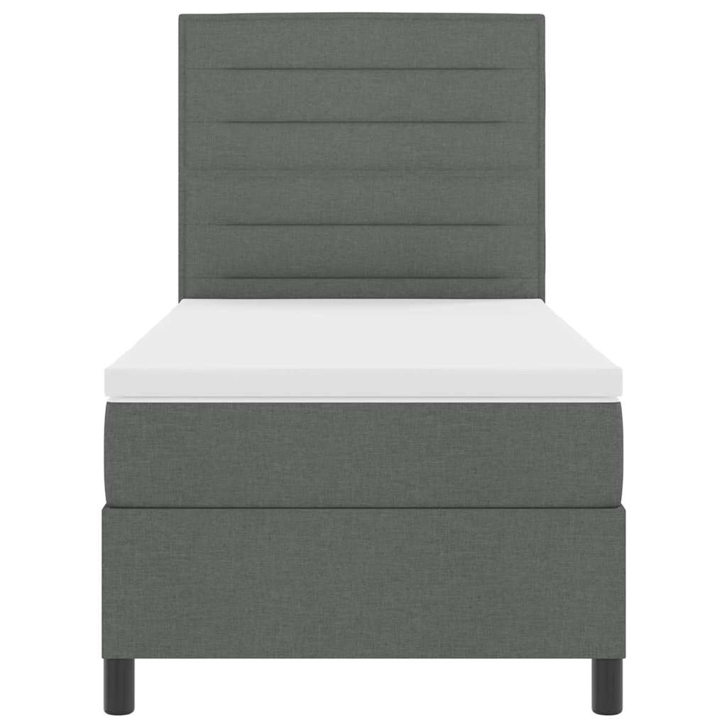 Letto a molle con materasso Grigio scuro 100 x 200 cm Tessuto | homemem39