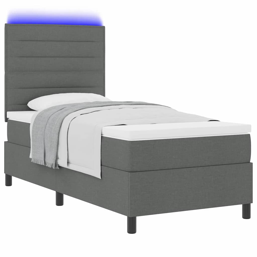 Letto a molle con materasso Grigio scuro 100 x 200 cm Tessuto | homemem39