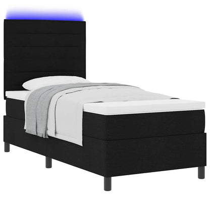 Letto a molle con materasso con led Nero 100 x 200 cm Tessuto | homemem39