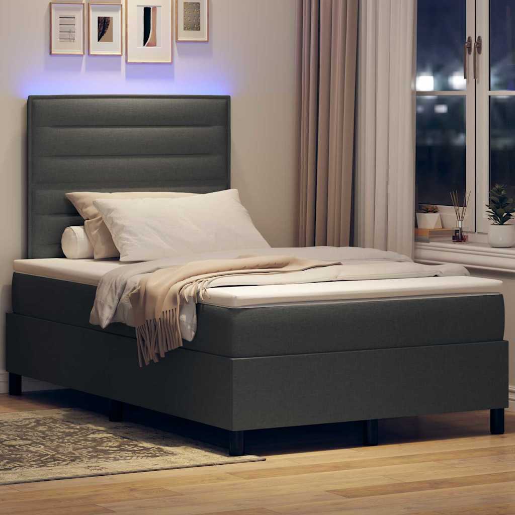 Letto a molle con materasso Grigio scuro 120 x 190 cm Tessuto | homemem39