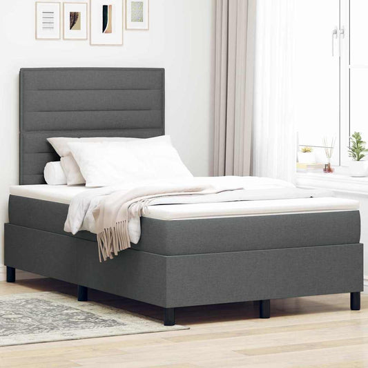 Letto a molle con materasso Grigio scuro 120 x 190 cm Tessuto | homemem39