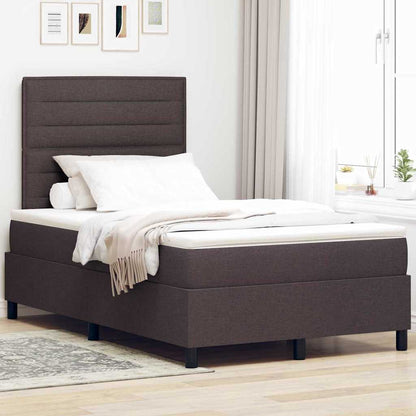 Letto a molle con materasso Marrone scuro 120 x 190 cm Tessuto | homemem39