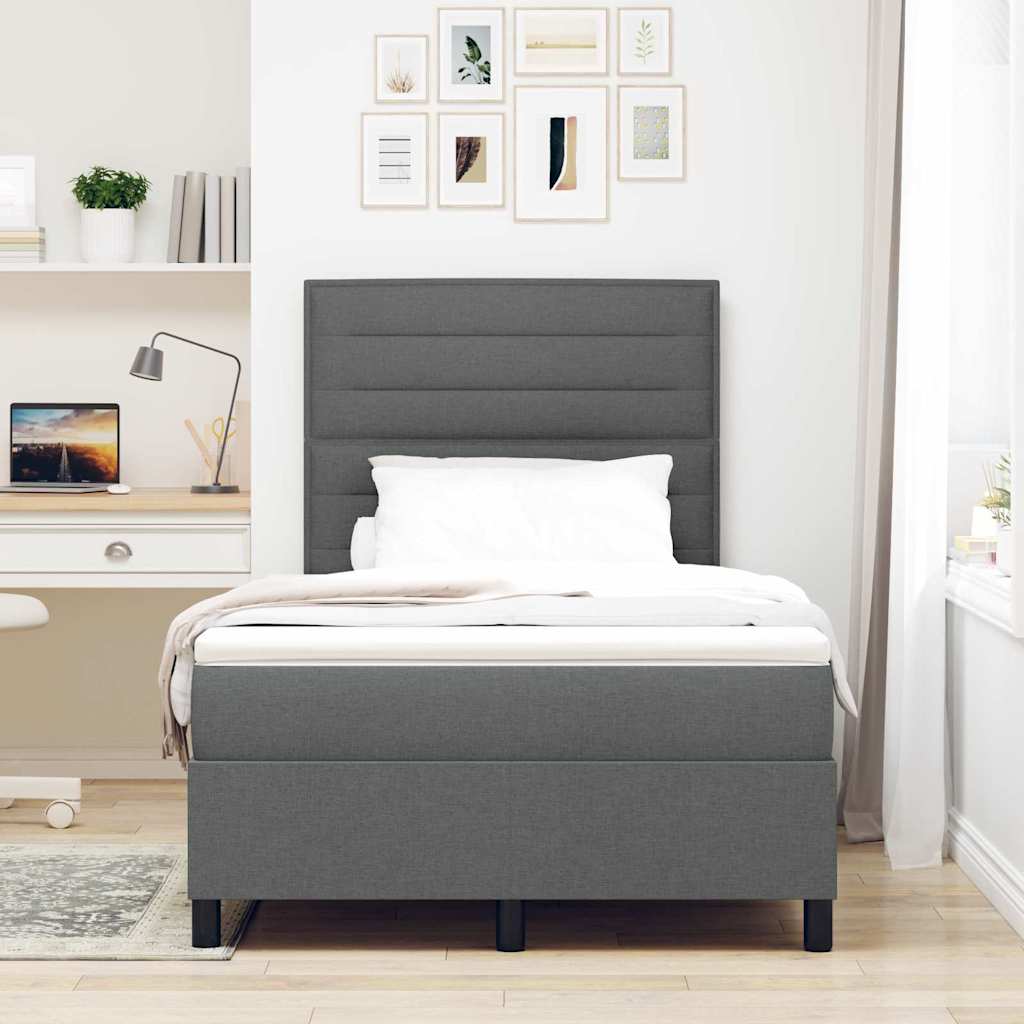Letto a molle con materasso Grigio scuro 120 x 200 cm Tessuto