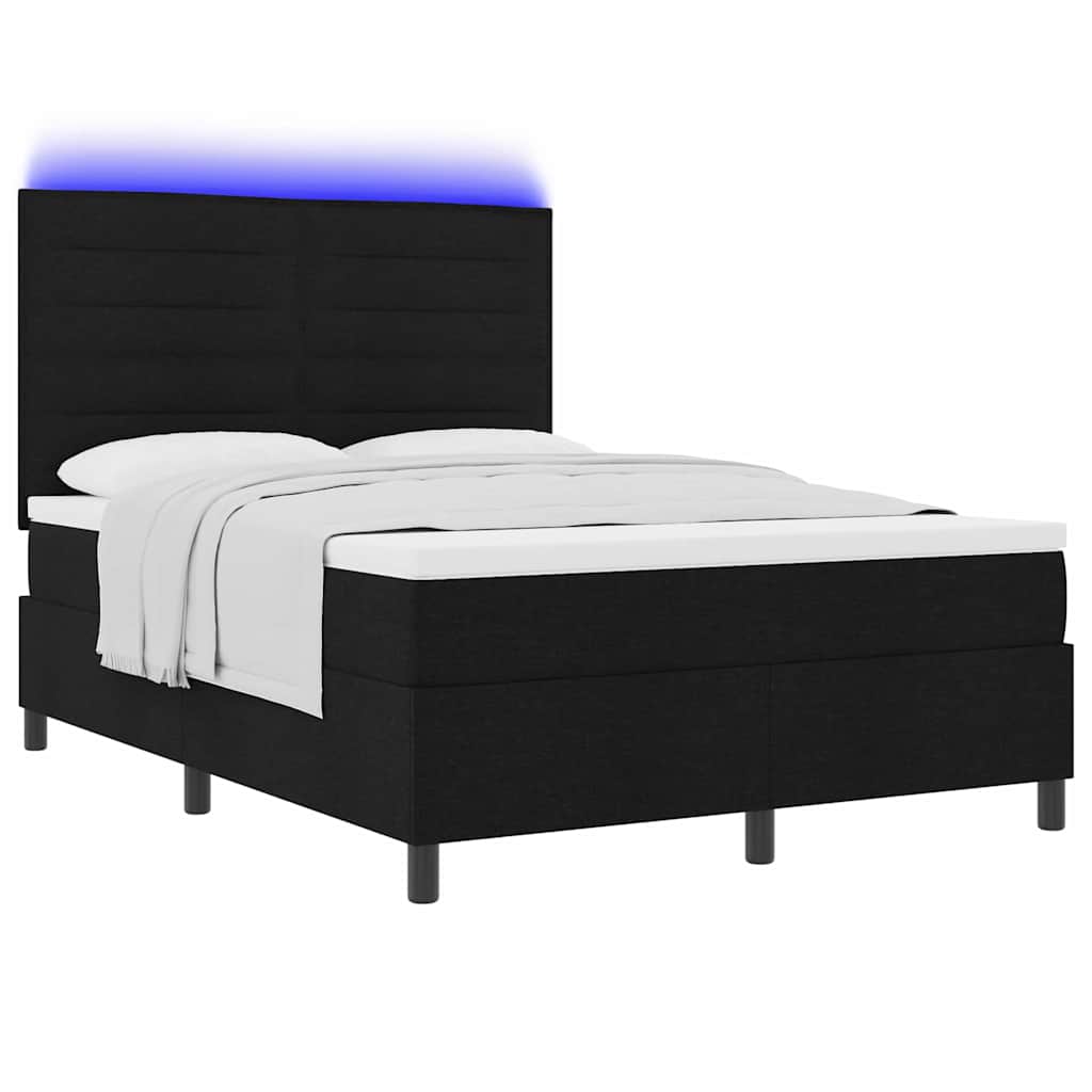 Letto a molle con materasso con led Nero 140 x 200 cm Tessuto | homemem39