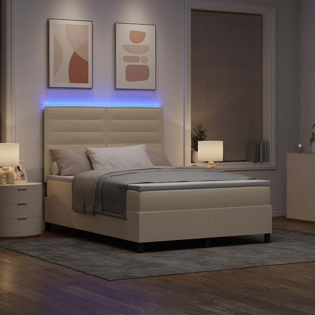 Letto a molle con materasso con led Crema 140 x 200 cm Tessuto | homemem39