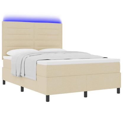 Letto a molle con materasso con led Crema 140 x 200 cm Tessuto | homemem39