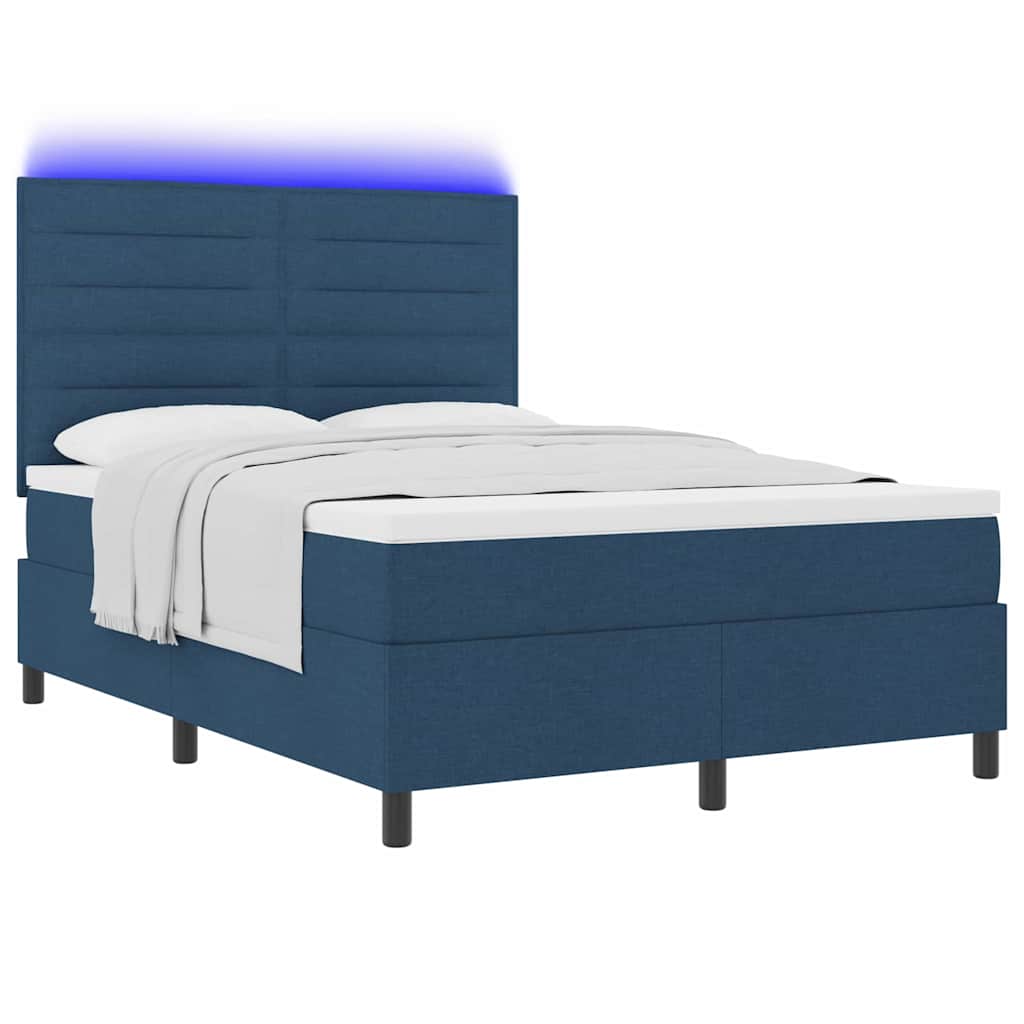 Letto a molle con materasso con led Blu 140 x 200 cm Tessuto | homemem39
