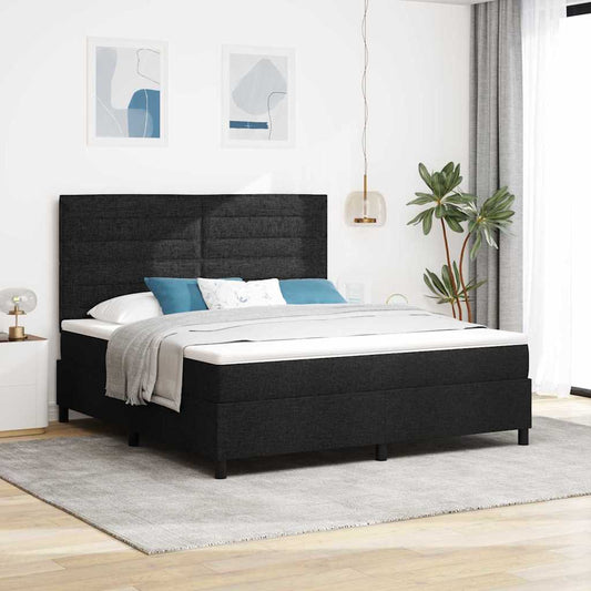 Letto a molle con materasso con led Nero 180 x 200 cm Tessuto | homemem39