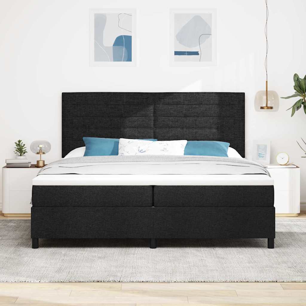 Letto a molle con materasso con led Nero 200 x 200 cm Tessuto | homemem39