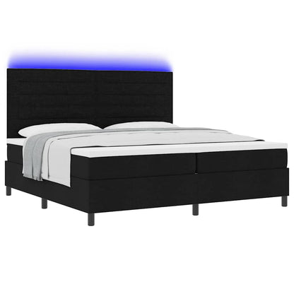 Letto a molle con materasso con led Nero 200 x 200 cm Tessuto | homemem39