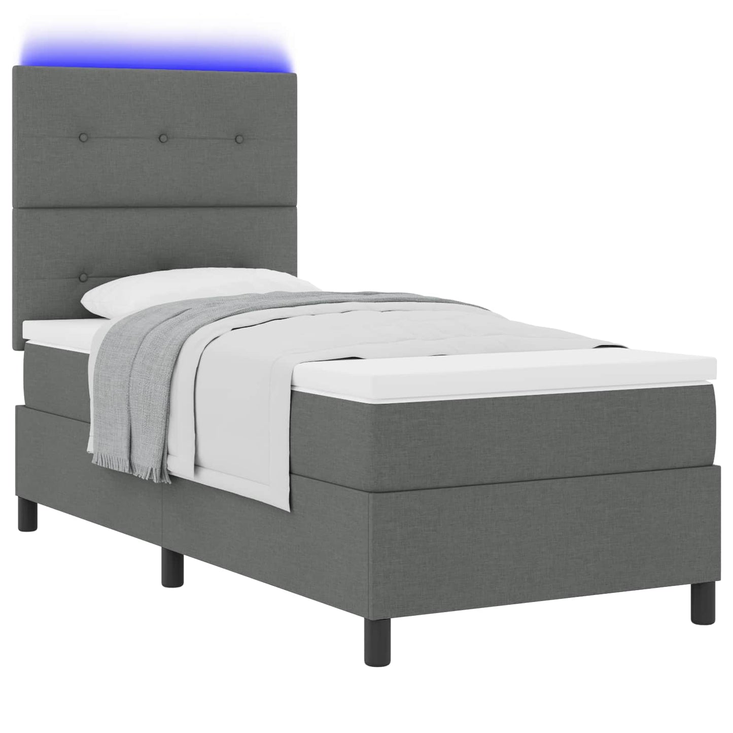 Letto a molle con strisce LED Grigio scuro 80 x 200 cm Tessuto | homemem39