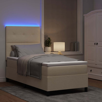 Letto a molle con strisce LED Crema 80 x 200 cm Tessuto | homemem39