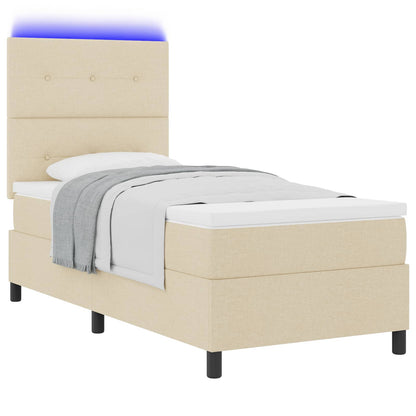 Letto a molle con strisce LED Crema 80 x 200 cm Tessuto | homemem39