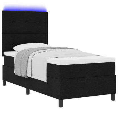 Letto a molle con strisce LED Nero 90 x 190 cm Tessuto | homemem39