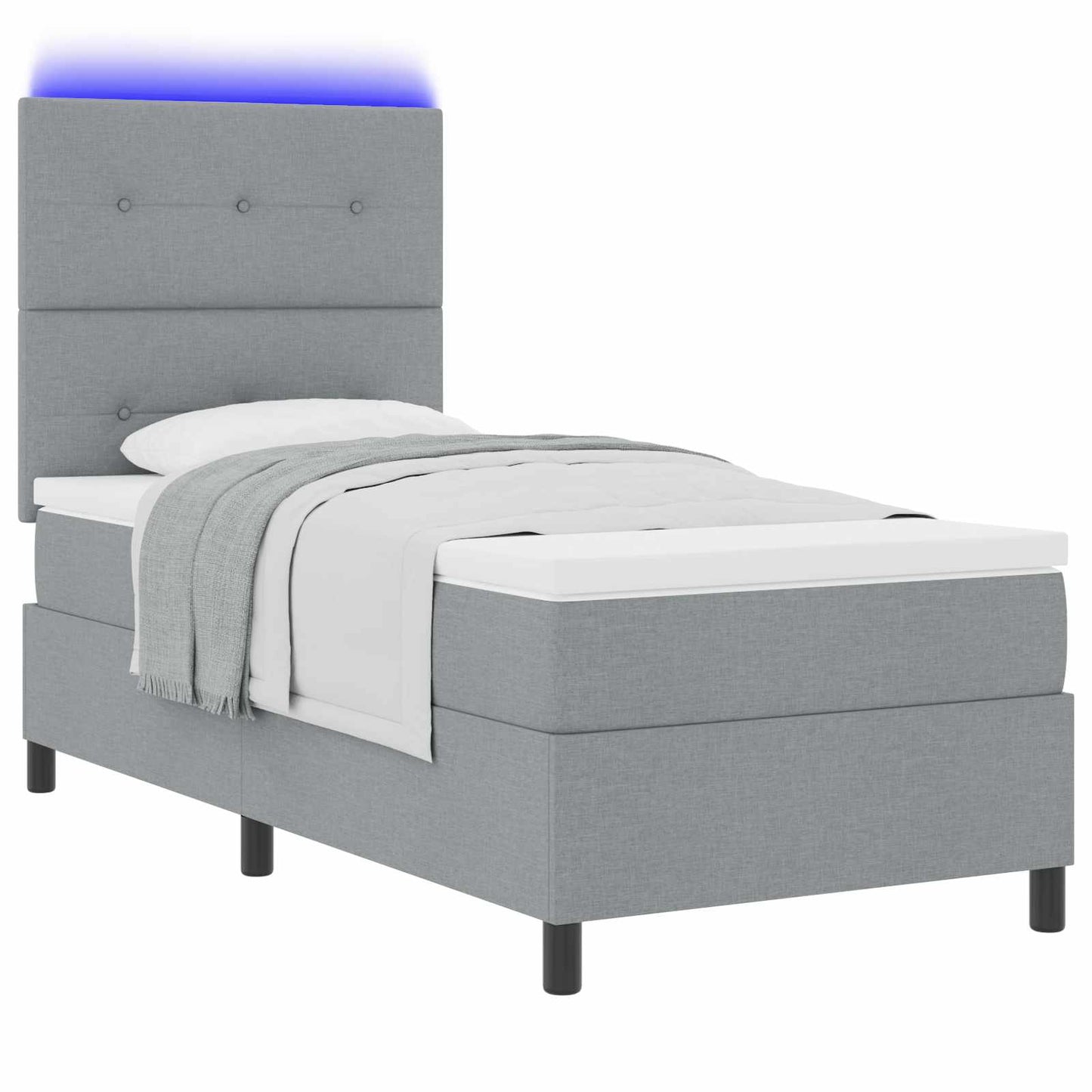 Letto a molle con strisce LED Grigio chiaro 90 x 200 cm Tessuto | homemem39