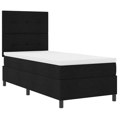 Letto a molle con materasso Nero 100 x 200 cm Tessuto