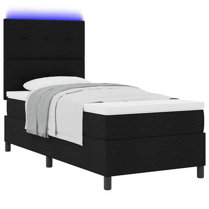 Letto a molle con materasso Nero 100 x 200 cm Tessuto