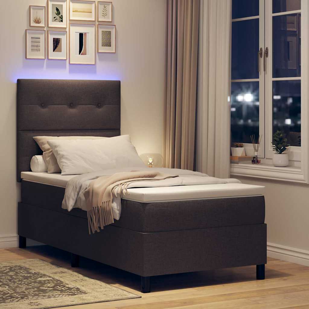 Letto a molle con testiera Marrone scuro 100 x 200 cm Tessuto