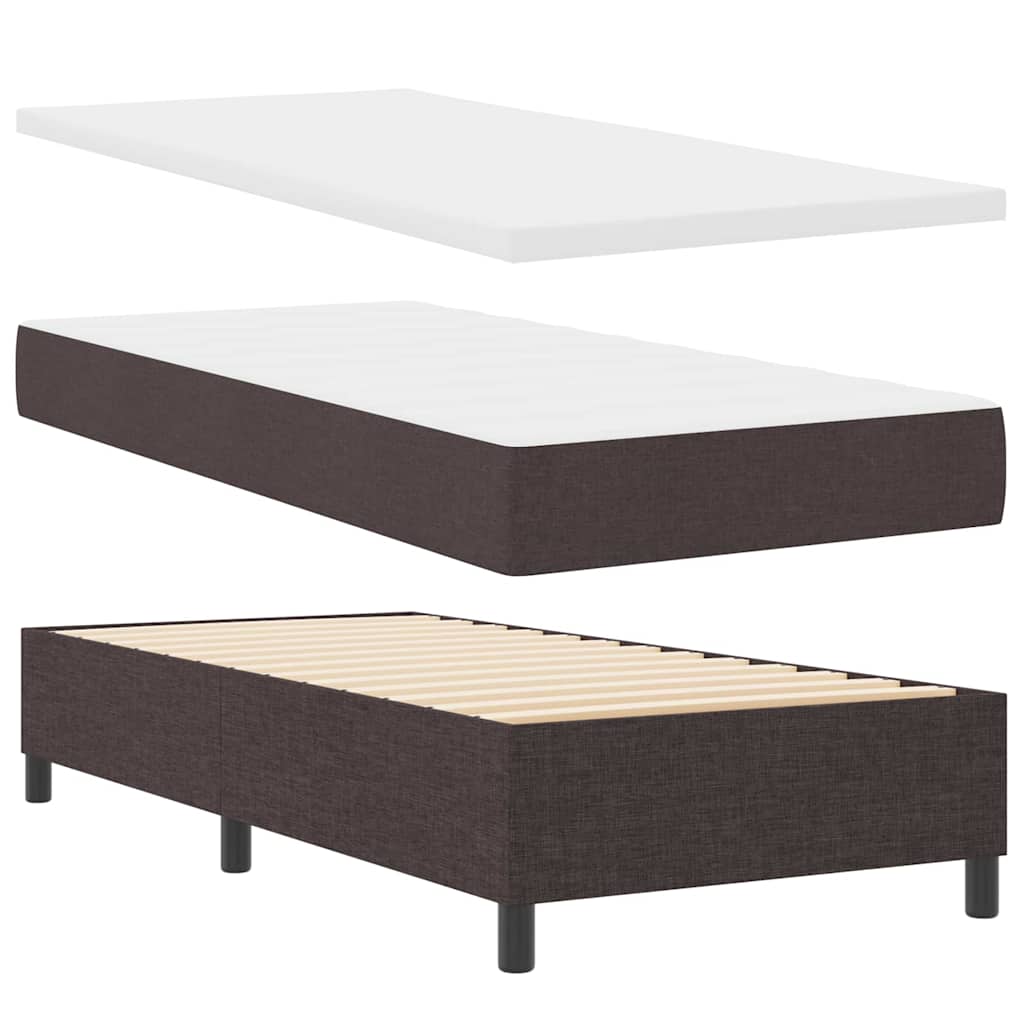 Letto a molle con testiera Marrone scuro 100 x 200 cm Tessuto