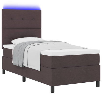 Letto a molle con testiera Marrone scuro 100 x 200 cm Tessuto