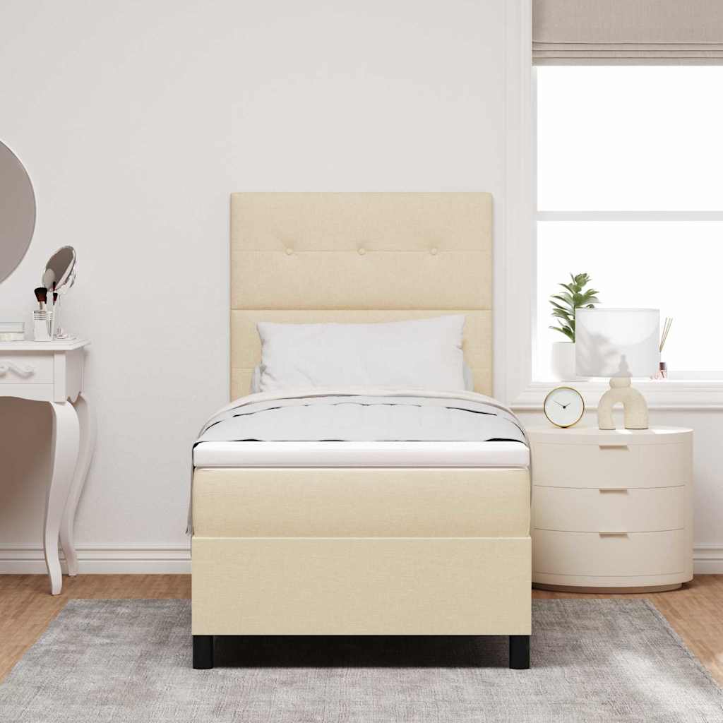 Letto a molle con strisce LED Crema 100 x 200 cm Tessuto | homemem39