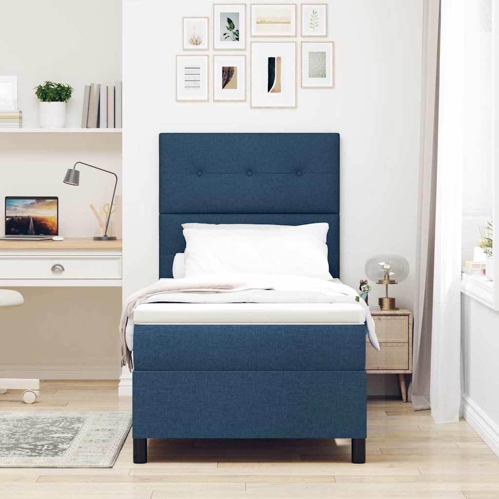 Letto a molle con strisce LED Blu 100 x 200 cm Tessuto | homemem39
