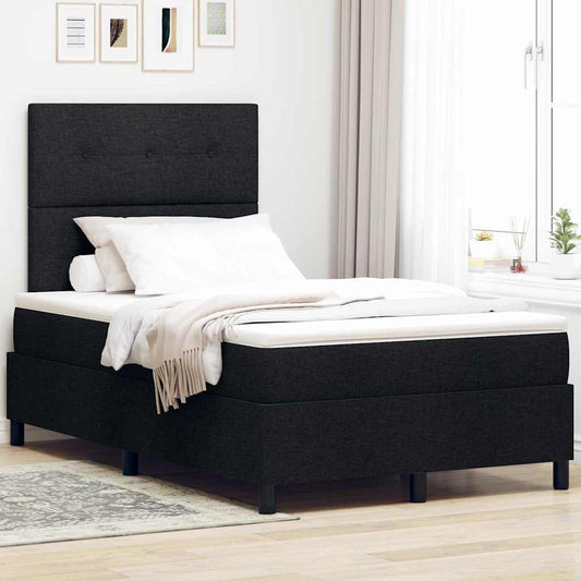 Letto a molle con materasso Nero 120 x 190 cm Tessuto