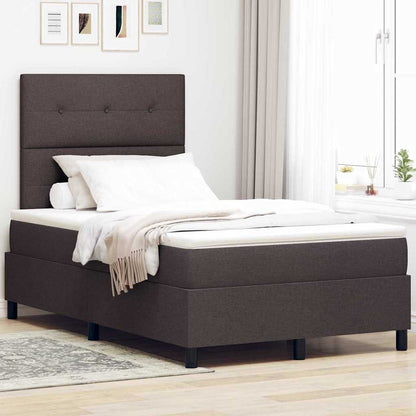 Letto a molle con testiera Marrone scuro 120 x 200 cm Tessuto