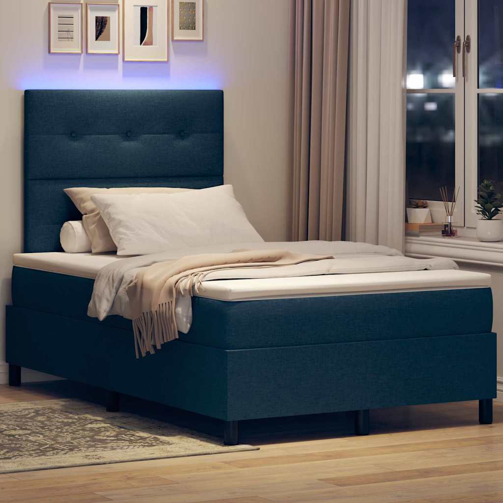 Letto a molle con strisce LED Blu 120 x 200 cm Tessuto | homemem39