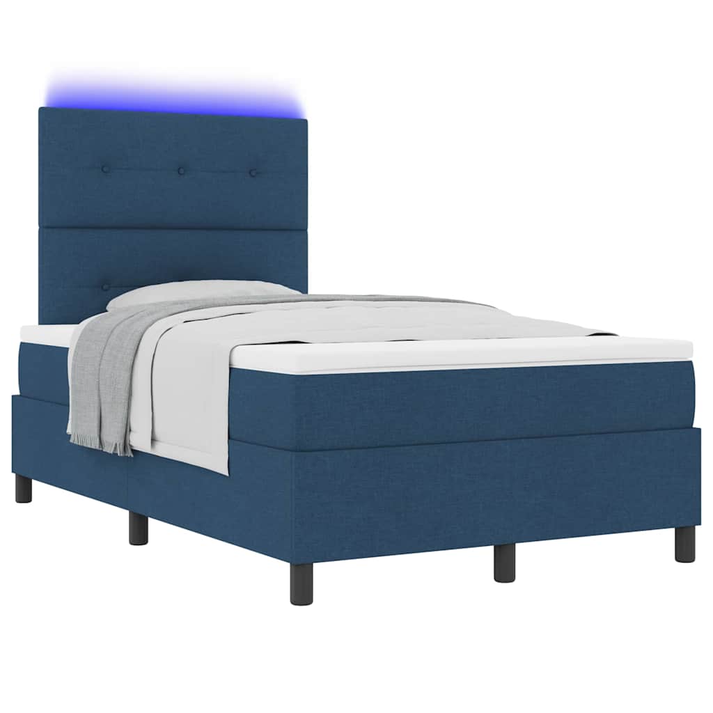Letto a molle con strisce LED Blu 120 x 200 cm Tessuto | homemem39