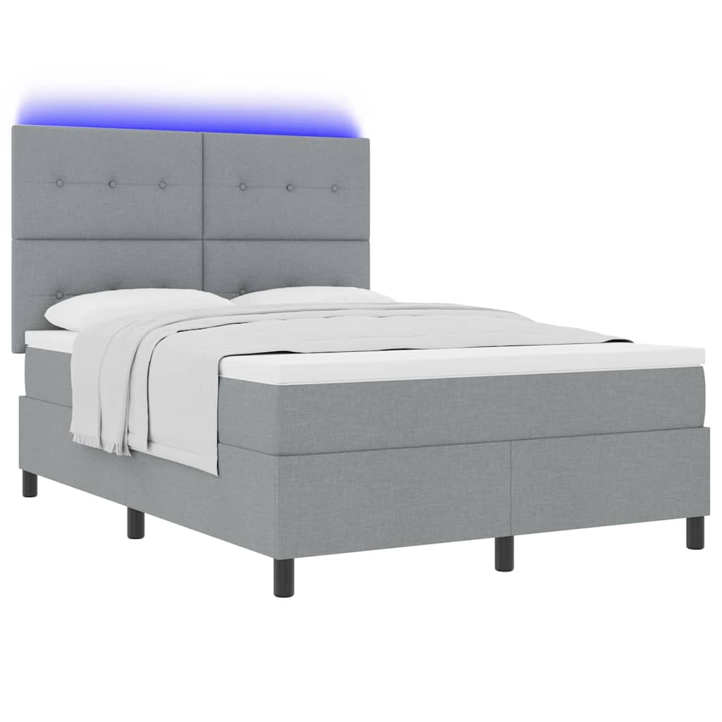 Letto a molle con testiera Grigio chiaro 140 x 190 cm Tessuto | homemem39