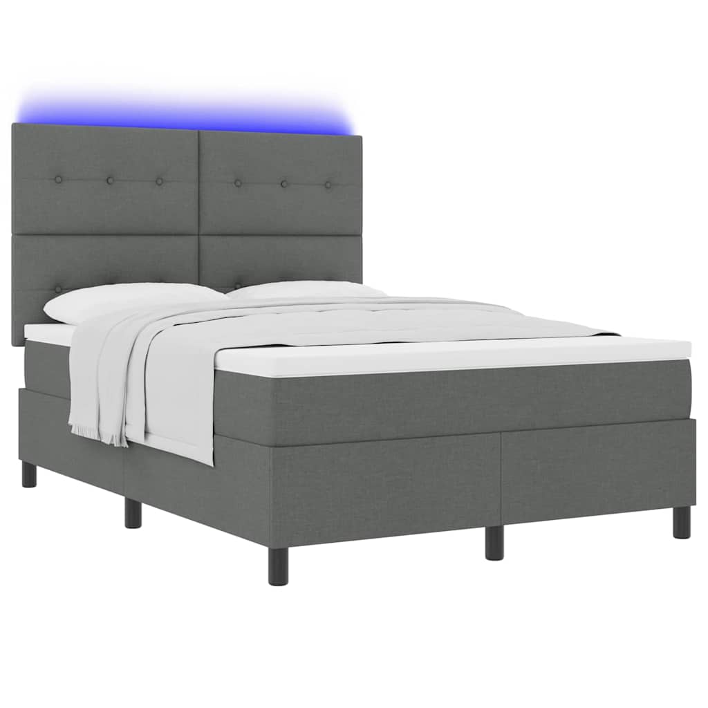 Letto a molle con strisce LED Grigio scuro 140 x 190 cm Tessuto | homemem39
