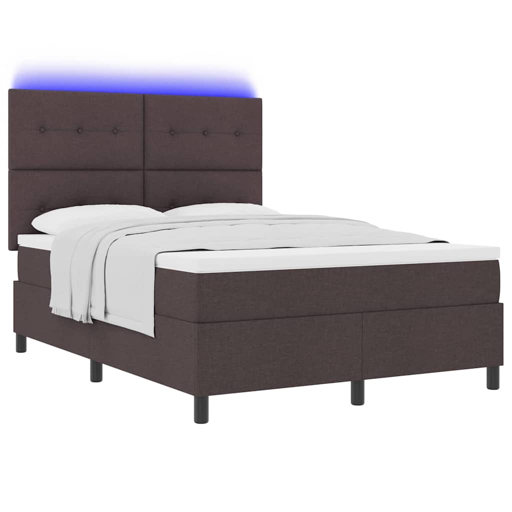 Letto a molle con testiera Marrone scuro 140 x 190 cm Tessuto | homemem39