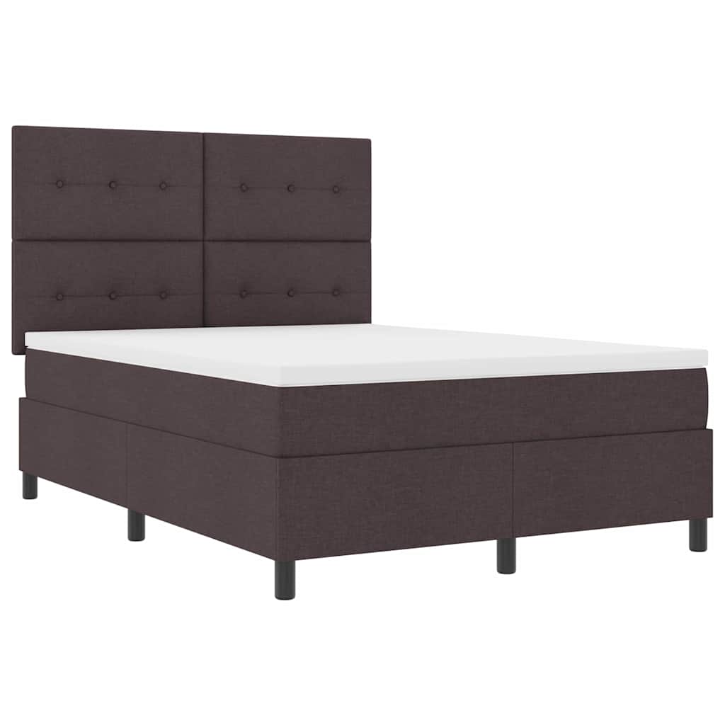 Letto a molle con testiera Marrone scuro 140 x 200 cm Tessuto | homemem39
