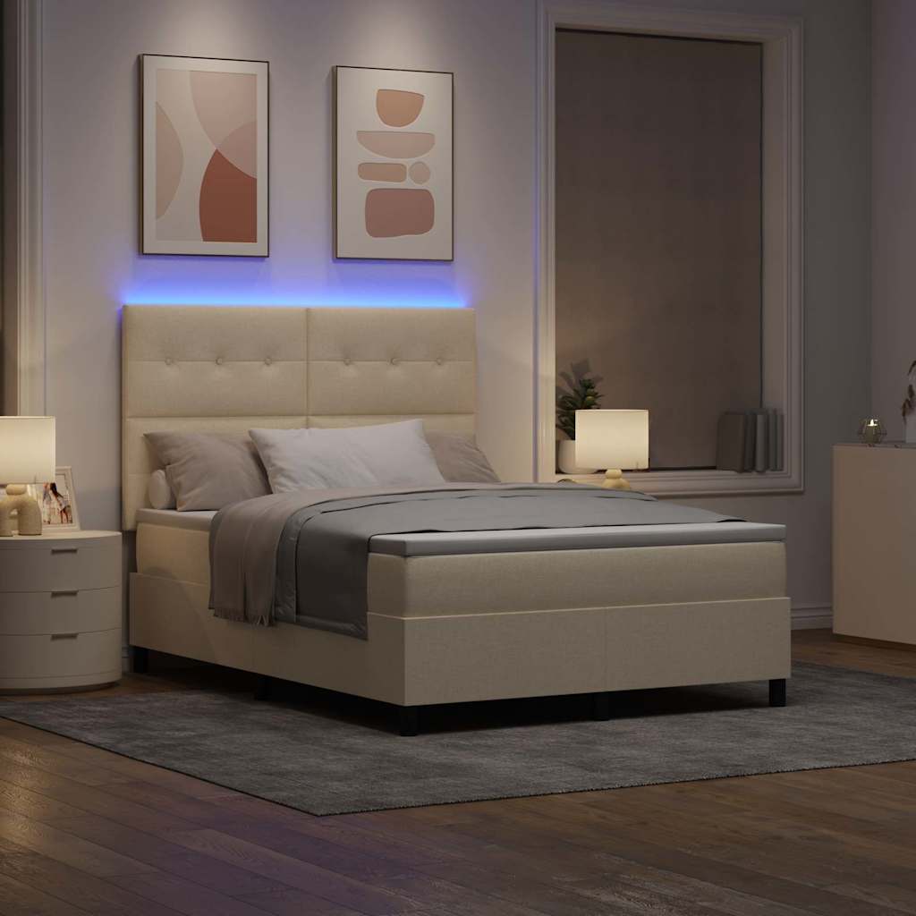 Letto a molle con strisce LED Crema 140 x 200 cm Tessuto | homemem39
