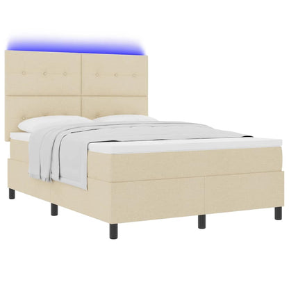 Letto a molle con strisce LED Crema 140 x 200 cm Tessuto | homemem39
