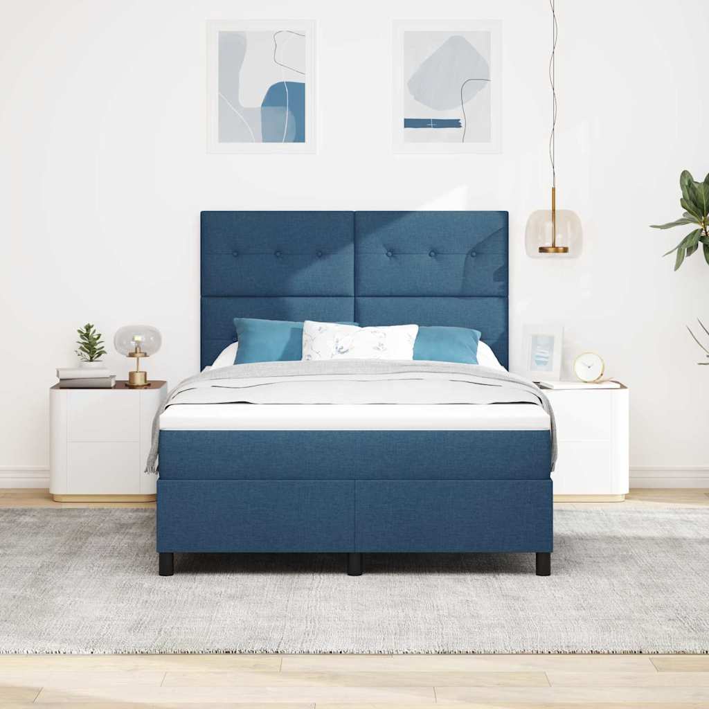 Letto a molle con strisce LED Blu 140 x 200 cm Tessuto | homemem39
