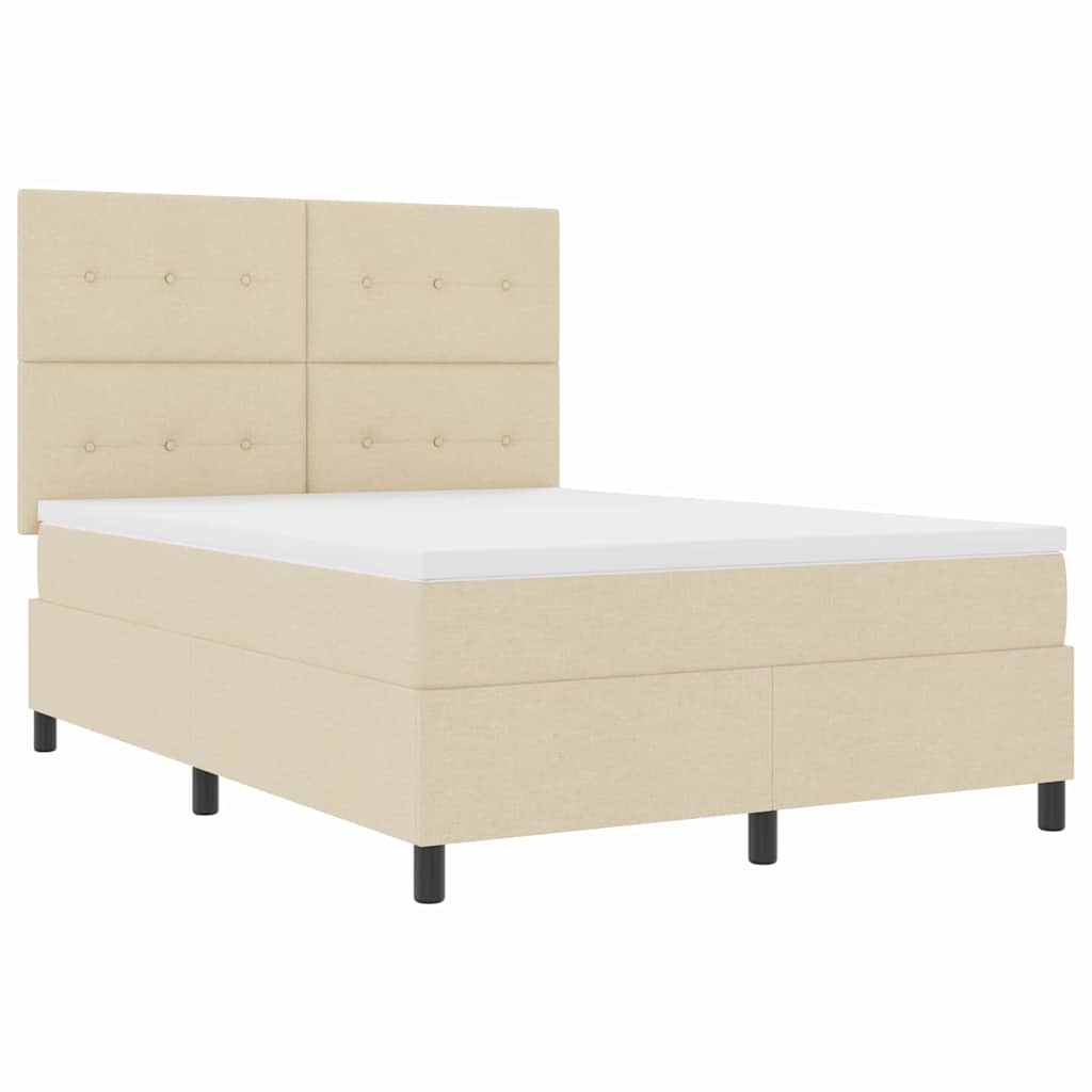 Letto a molle con strisce LED Crema 160 x 200 cm Tessuto | homemem39