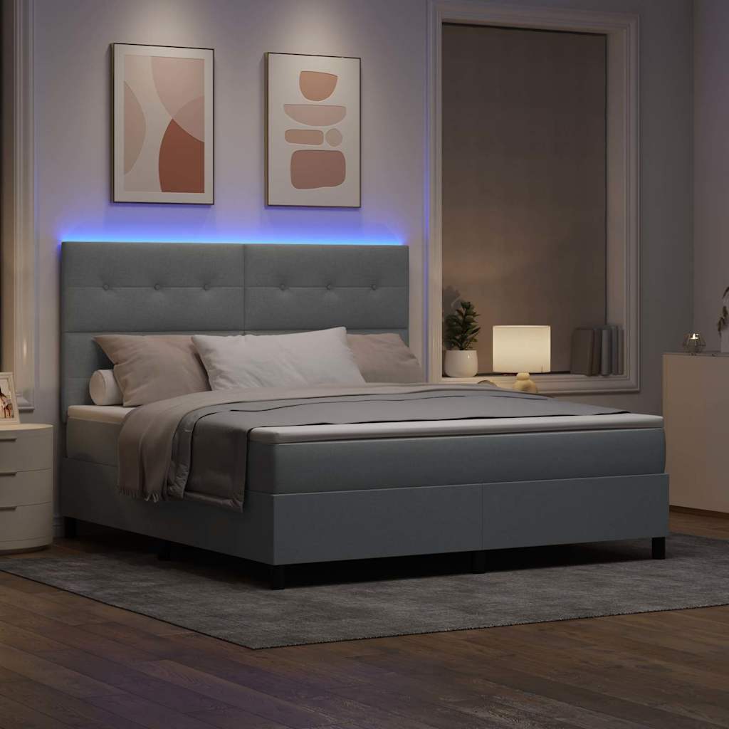 Letto a molle con testiera Grigio chiaro 180 x 200 cm Tessuto | homemem39
