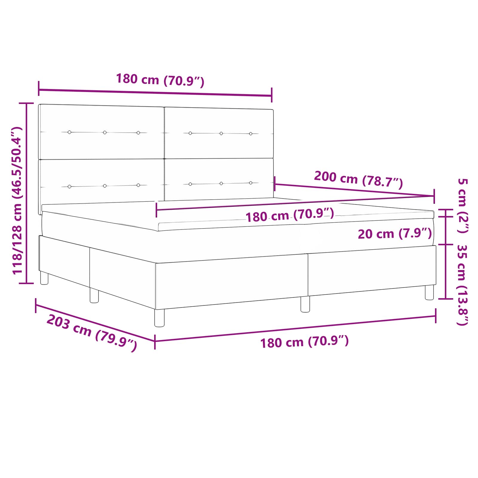 Letto a molle con strisce LED Talpa 180 x 200 cm Tessuto | homemem39