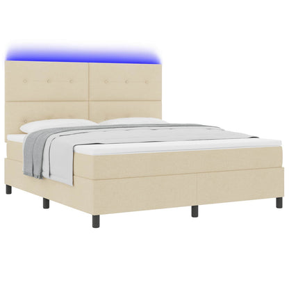 Letto a molle con strisce LED Crema 180 x 200 cm Tessuto | homemem39