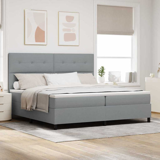 Letto a molle con materasso Grigio chiaro 200 x 200 cm Tessuto