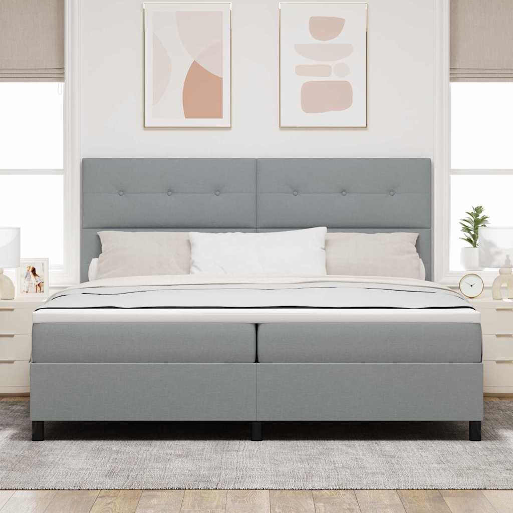 Letto a molle con materasso Grigio chiaro 200 x 200 cm Tessuto