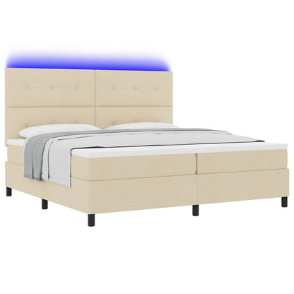 Letto a molle con strisce LED Crema 200 x 200 cm Tessuto | homemem39