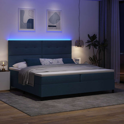 Letto a molle con strisce LED Blu 200 x 200 cm Tessuto | homemem39