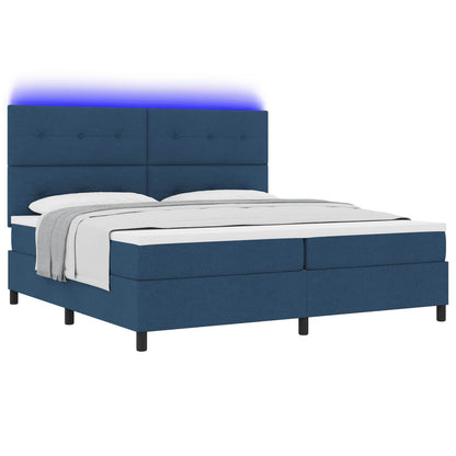 Letto a molle con strisce LED Blu 200 x 200 cm Tessuto | homemem39