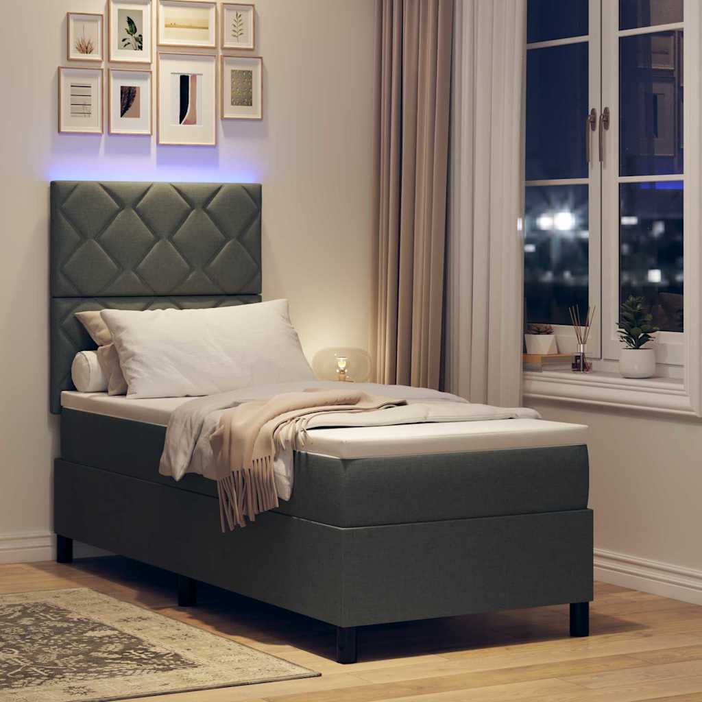 Letto a molle con strisce LED Grigio scuro 80 x 200 cm Tessuto | homemem39